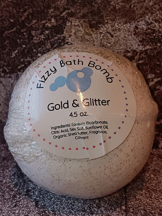 Gold and Glitter Bath Bomb